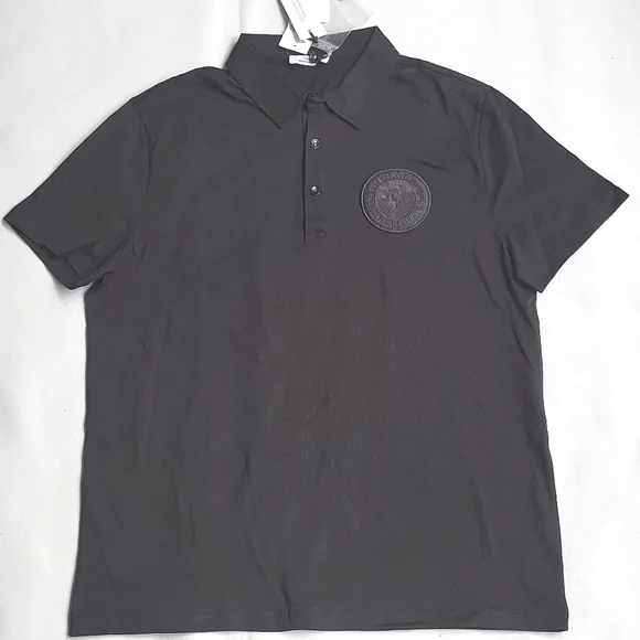 NWT$450 Versace Collection Embroidered Round LOGO 3 Button Polo Shirt - Picture 11 of 15